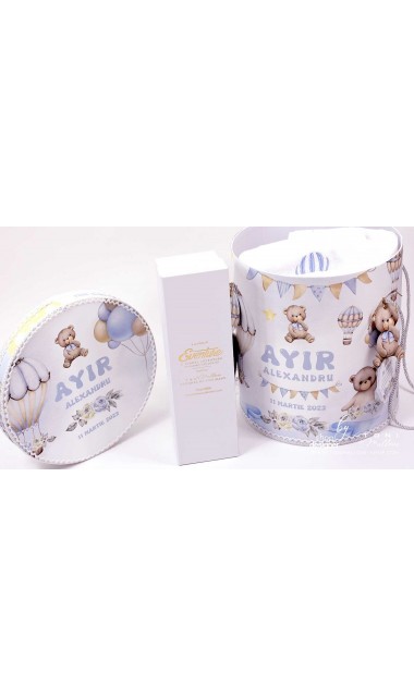 Trusou botez cu ursuleti albastri si baloane de aer cald Teddy Bear Bleu Hot Air Balloons 14
